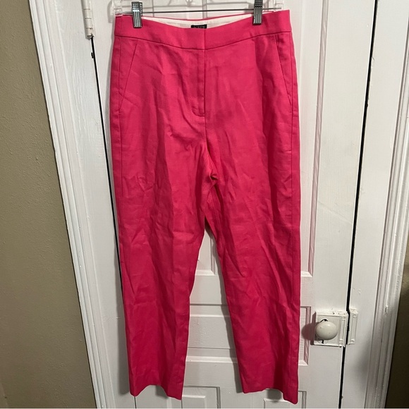 J. Crew Kate Straight Leg Linen Blend Pants Pink Size 4 C - Picture 2 of 8